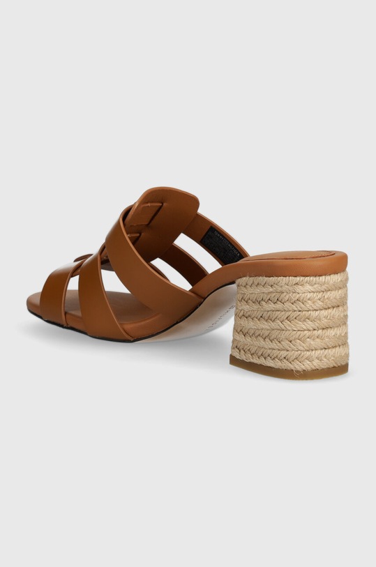 Scarpe Tommy Hilfiger infradito in pelle BLOCK MID HEEL LEATHER SANDAL FW0FW08049 marrone