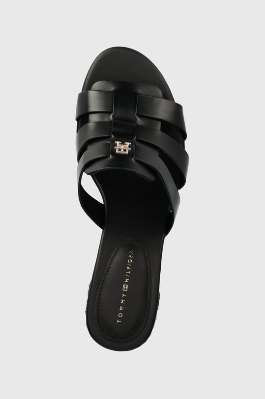 Tommy Hilfiger klapki skórzane BLOCK MID HEEL LEATHER SANDAL czarny FW0FW08049