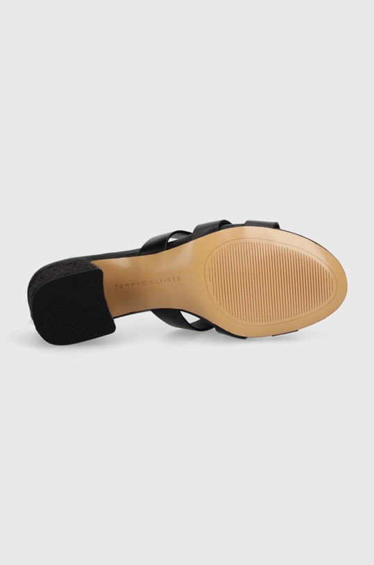 Tommy Hilfiger klapki skórzane BLOCK MID HEEL LEATHER SANDAL FW0FW08049 czarny