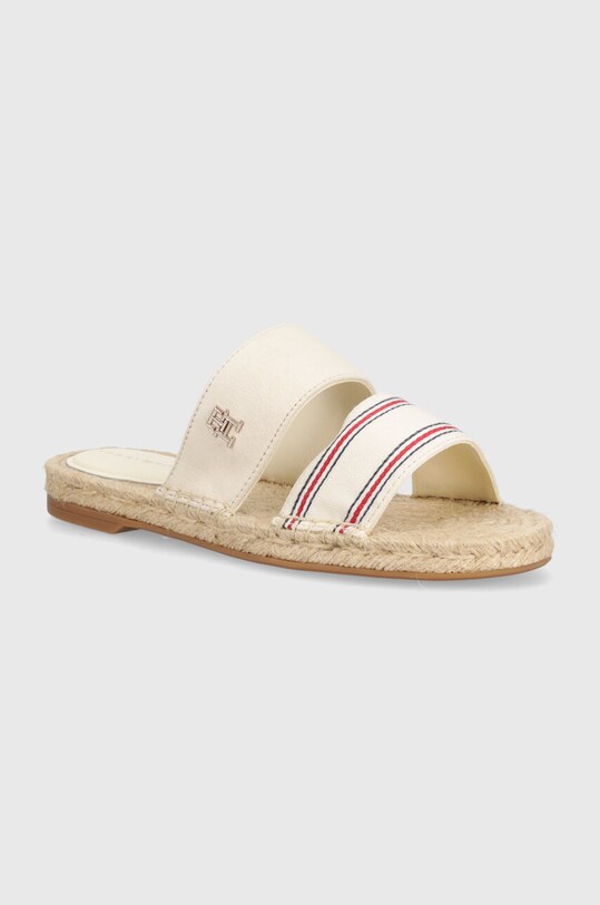 Tommy Hilfiger klapki SHIRTING FLAT ESPADRILLE SANDAL płaski beżowy FW0FW08055