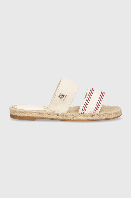 Tommy Hilfiger klapki SHIRTING FLAT ESPADRILLE SANDAL FW0FW08055 beżowy SS24