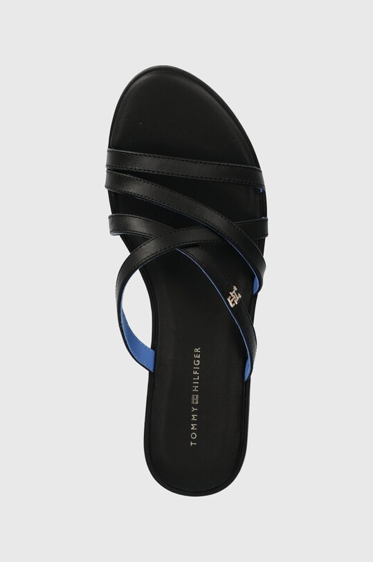 Шкіряні шльопанці Tommy Hilfiger TH STRAP FLAT SANDAL чорний FW0FW08067