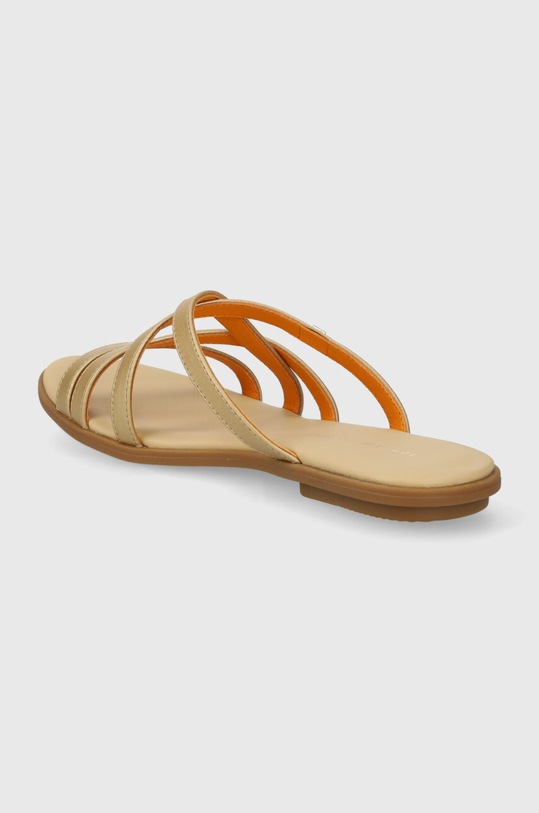 Obuwie Tommy Hilfiger klapki skórzane TH STRAP FLAT SANDAL GOLD FW0FW08068 złoty