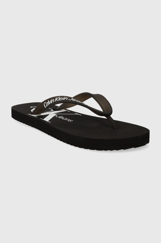 Încălțăminte Calvin Klein Jeans slapi BEACH SANDAL MONOLOGO TPU YW0YW01246 negru