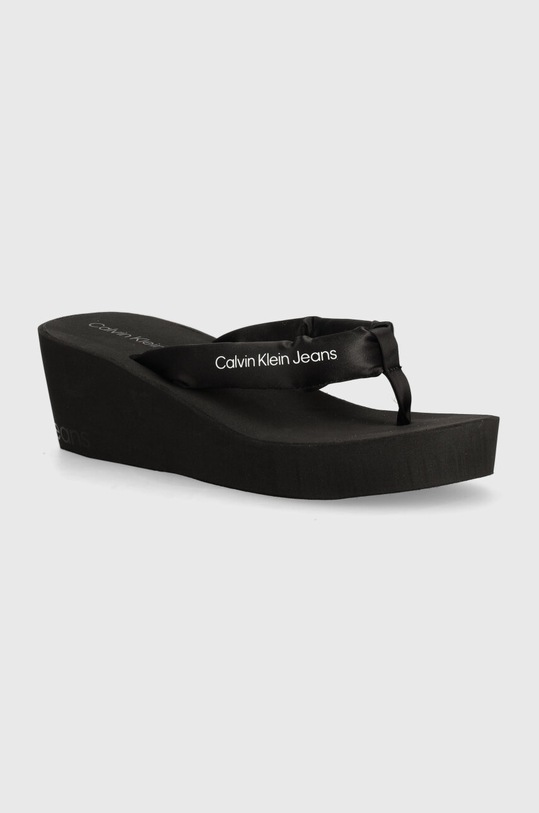Джапанки Calvin Klein Jeans BEACH WEDGE SANDAL PADDED NY скосена платформа черен YW0YW01397