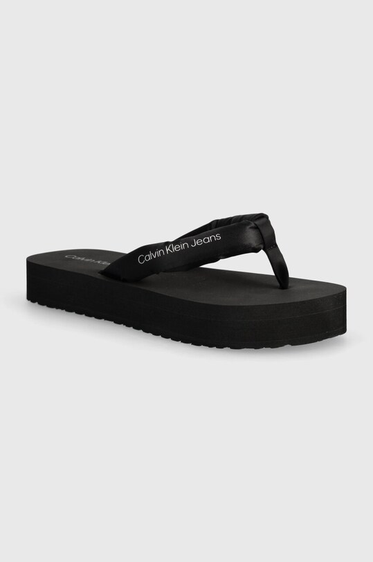 Calvin Klein Jeans japonki BEACH SANDAL FLATFORM PADDED NY tekstylny czarny YW0YW01400