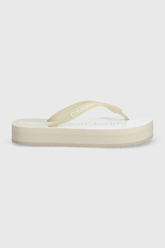 Calvin Klein Jeans japonki BEACH SANDAL FLATFORM MONOLOGO YW0YW01617 beżowy SS24
