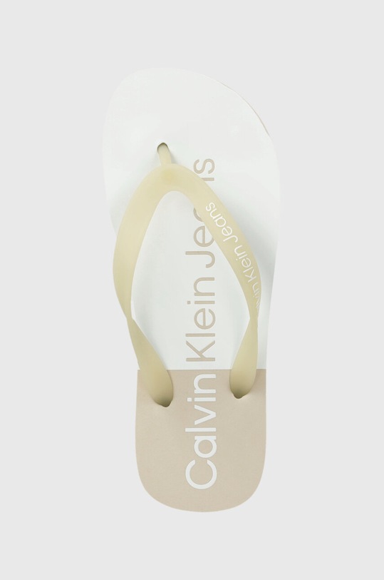 Calvin Klein Jeans japonki BEACH SANDAL FLATFORM MONOLOGO beżowy YW0YW01617