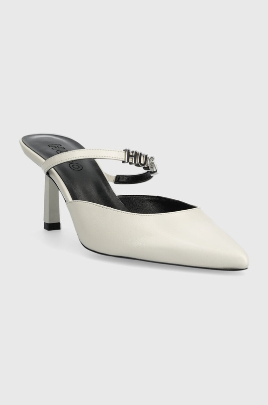 Kožené pantofle HUGO Katniss 50517434.102 šedá SS24