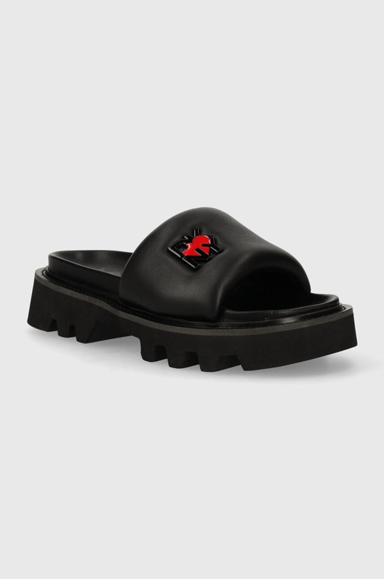 Dkny klapki skórzane Persia płaski czarny K2452166.BLK