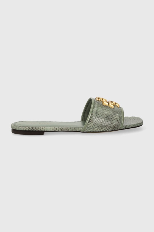 Kožené pantofle Tory Burch Eleanor Slide 155132.300 zelená SS24