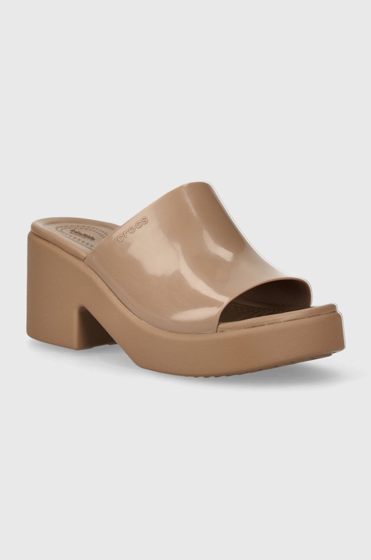 Παντόφλες Crocs Brooklyn High Shine Heel Slide 5-8 cm καφέ 209709.2Q9