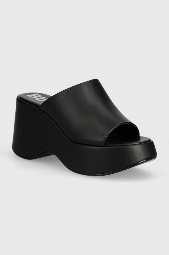 Natikače Buffalo Joy Mule imitacija zrnate kože crna 1602203.BLK