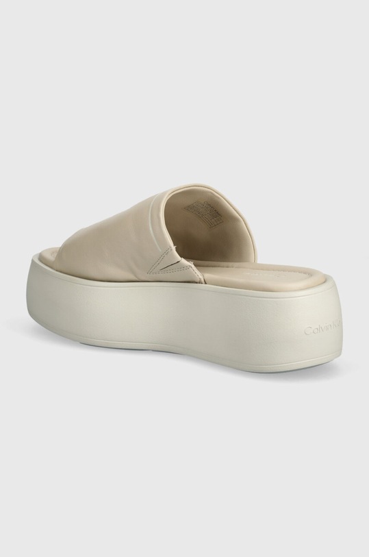 Obuwie Calvin Klein klapki skórzane FLATFORM SLIDE LTH HW0HW01943 beżowy