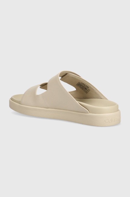 Obuwie Calvin Klein klapki skórzane FLAT ADJ SLIDE CALVIN MTL LTH HW0HW01954 beżowy