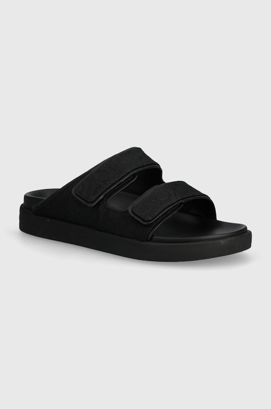 Šľapky Calvin Klein FLAT ADJ SLIDE MONOCQ textilný čierna HW0HW01955