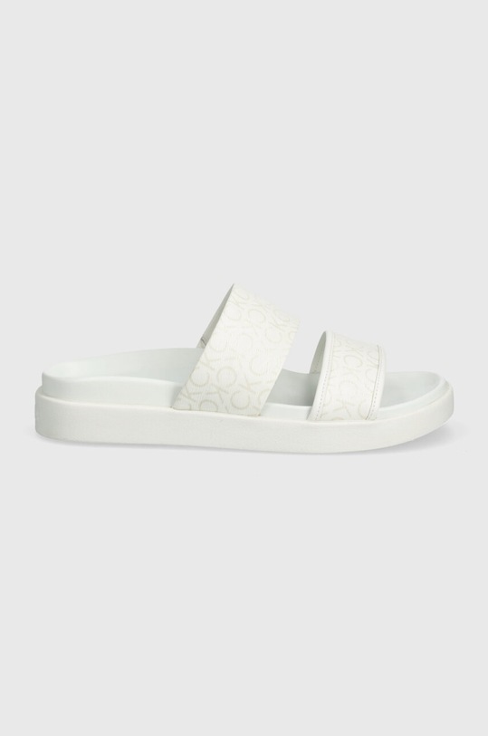 Παντόφλες Calvin Klein FLAT SLIDE EPI MONO HW0HW01957 λευκό SS24