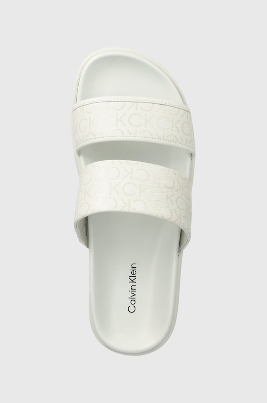 Παντόφλες Calvin Klein FLAT SLIDE EPI MONO λευκό HW0HW01957