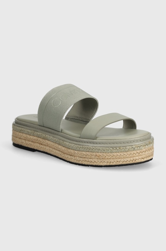 Pantofle Calvin Klein WEDGE SLIDE HE platforma šedá HW0HW01966