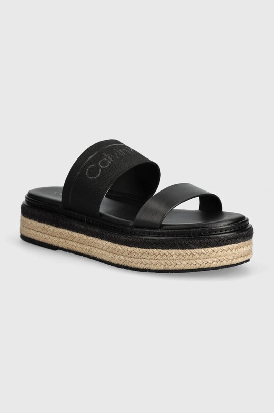 Calvin Klein papuci WEDGE SLIDE HE platformă negru HW0HW01966