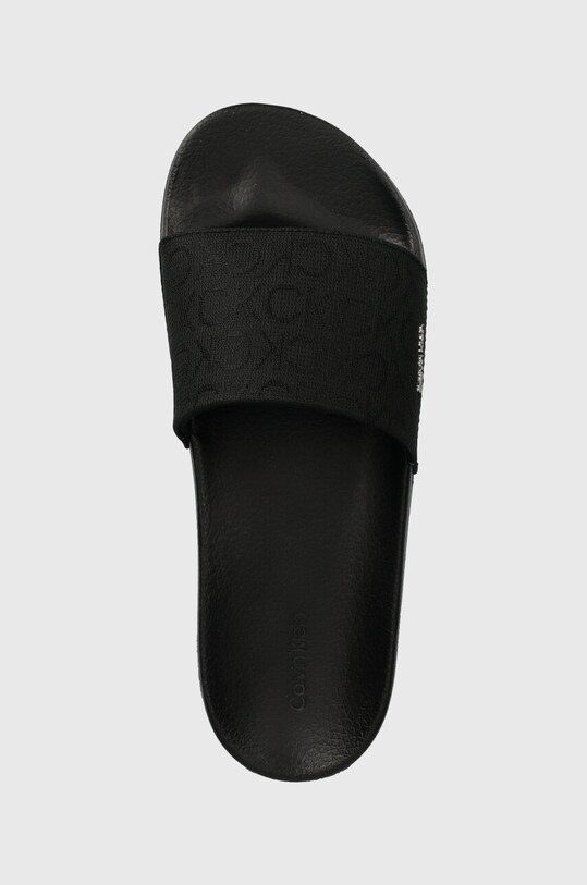 Calvin Klein klapki POOL SLIDE WCALVIN MET MONOCQ czarny HW0HW01971