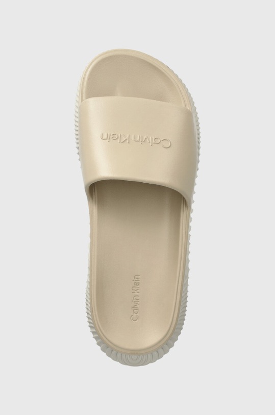 Calvin Klein klapki FLATFORM SLIDE EVA beżowy HW0HW01973