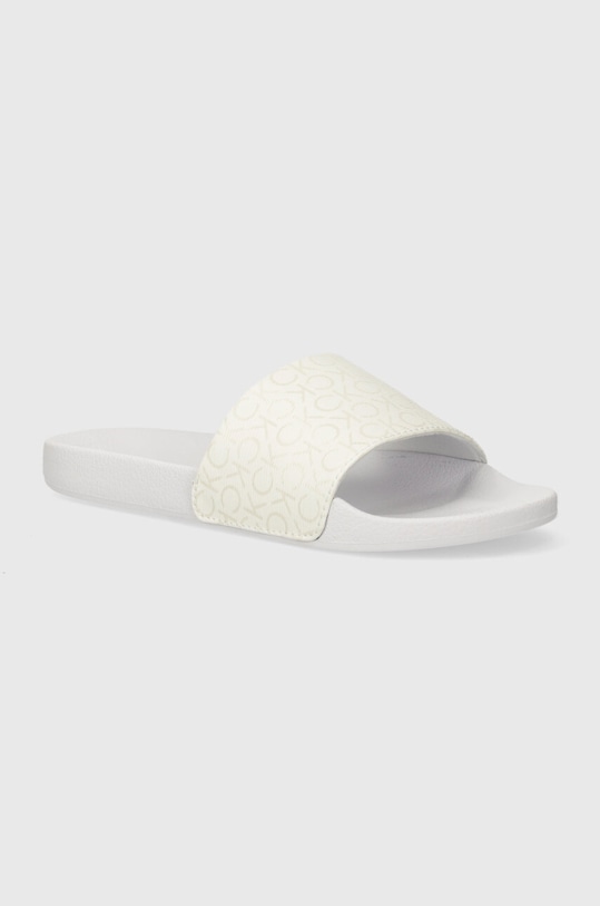 Παντόφλες Calvin Klein POOL SLIDE EPI MONO φλατ λευκό HW0HW01974