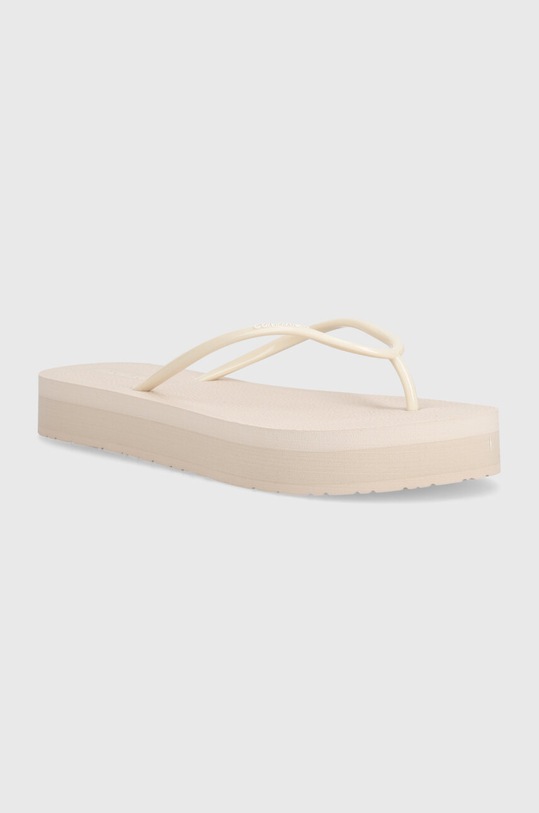 Calvin Klein japonki FLATFORM FF DEBOSS LOGO TPU platforma beżowy HW0HW01977