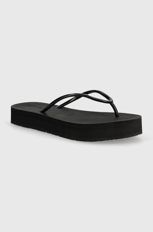 Žabky Calvin Klein FLATFORM FF DEBOSS LOGO TPU platforma černá HW0HW01977