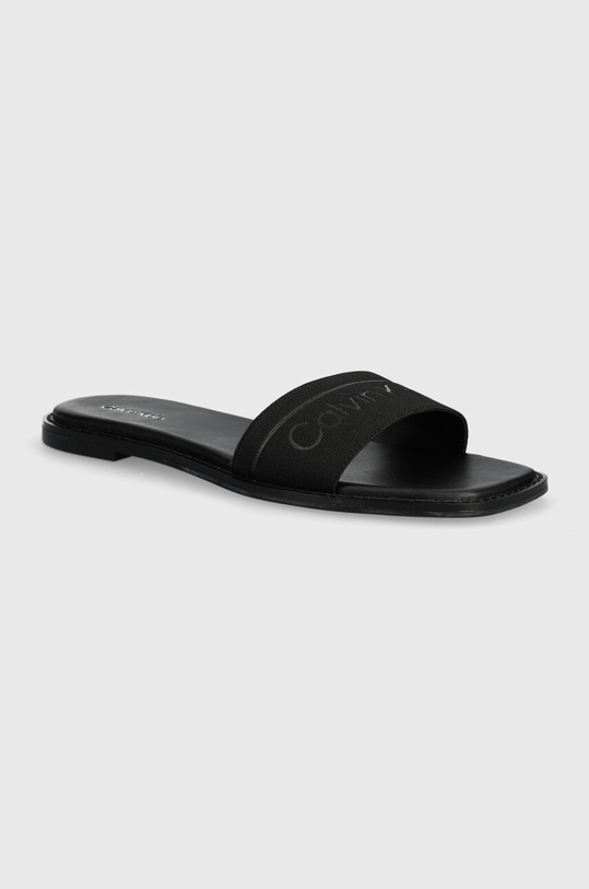 Šľapky Calvin Klein FLAT SLIDE HE textilný čierna HW0HW01989