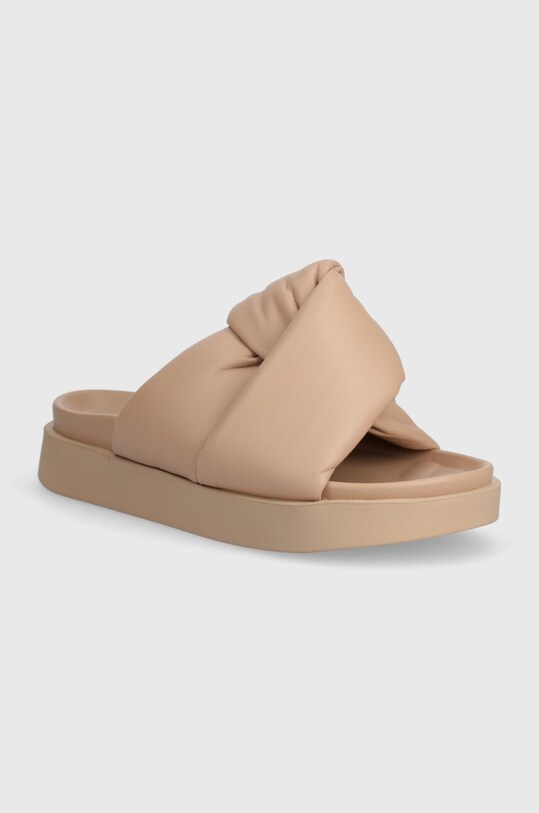 Кожаные шлепанцы Inuikii Soft Crossed платформа бежевый 70104.140.Beige