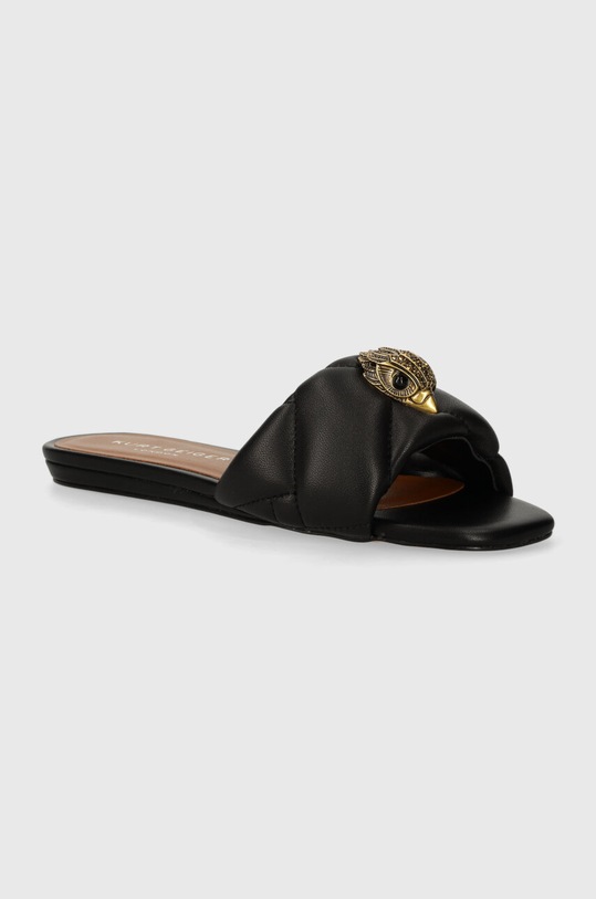 Kurt Geiger London klapki skórzane Kensington Puff Sandal płaski czarny 2026600109.BLACK