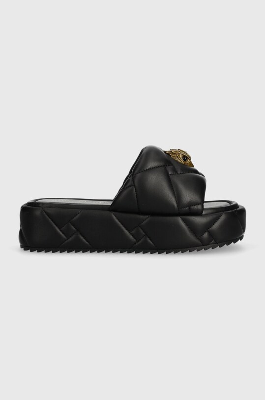 Kurt Geiger London șlapi de piele Kensington Puff Flatform platformă negru 2017800109.BLACK