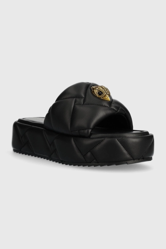 Kurt Geiger London klapki skórzane Kensington Puff Flatform 2017800109.BLACK czarny SS24