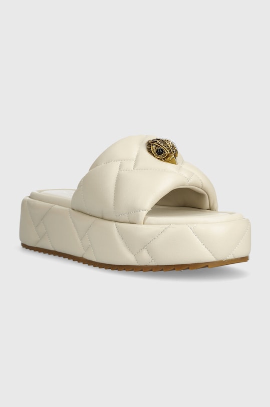 Kurt Geiger London șlapi de piele Kensington Puff Flatform 2017841109.BONE bej SS24