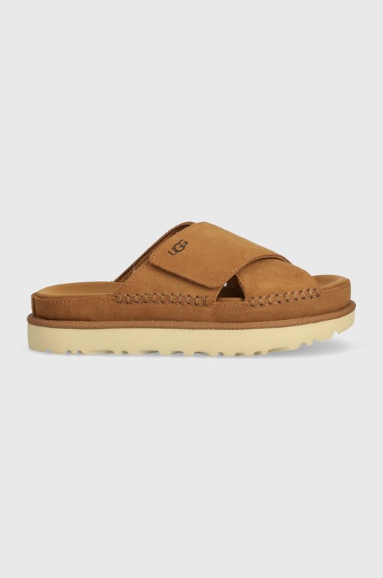 UGG suede sliders Goldenstar Cross Slide suede brown 1137910.CHE
