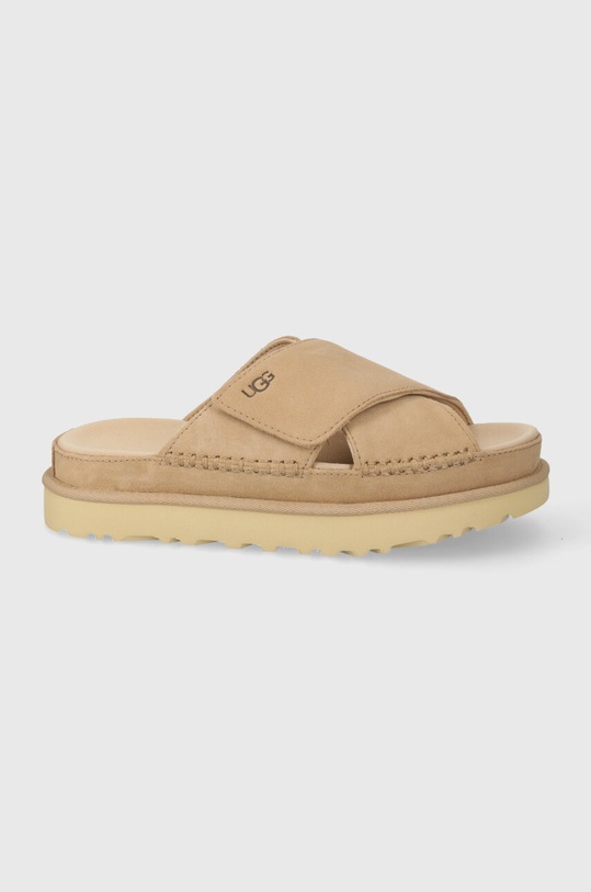 UGG papucs velúrból Goldenstar Cross Slide platform bézs 1137910.DRI