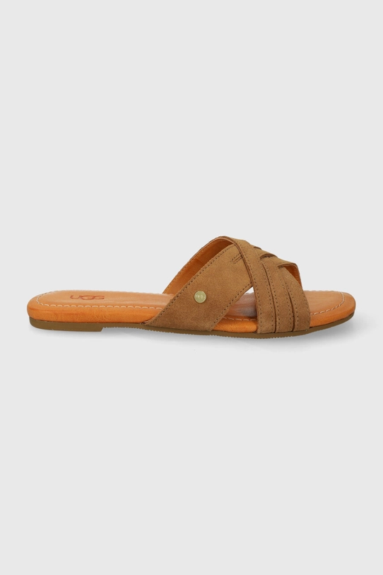 UGG papuci din piele Kenleigh Slide piele întoarsă maro 1142710.CHE