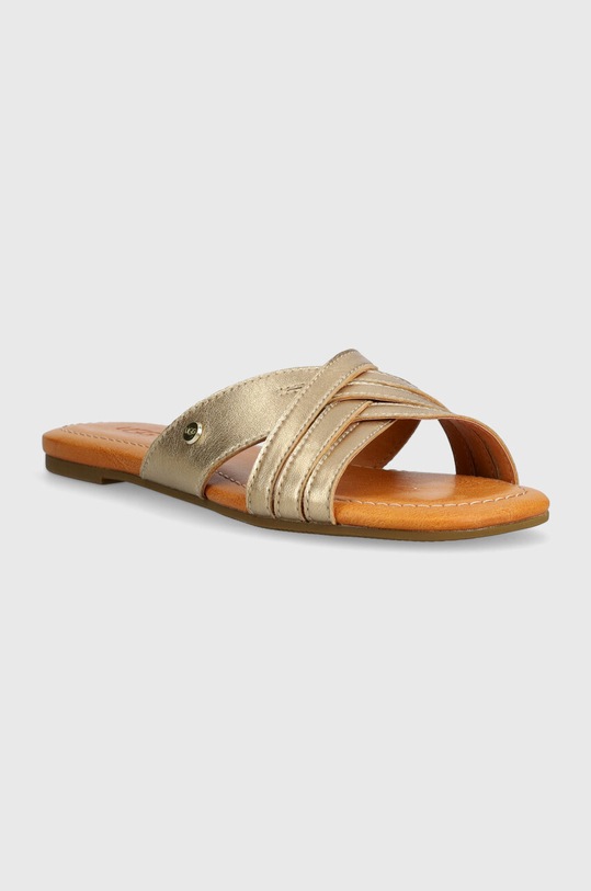 Încălțăminte UGG slapi de piele Kenleigh Slide 1142712.GLDM aur