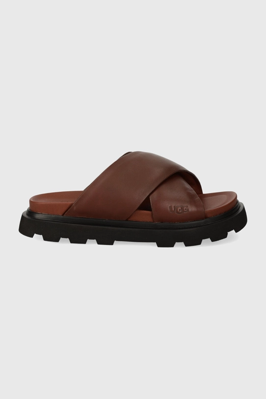 UGG leather sliders W Capitelle Crossband grain leather brown 1152672.COG