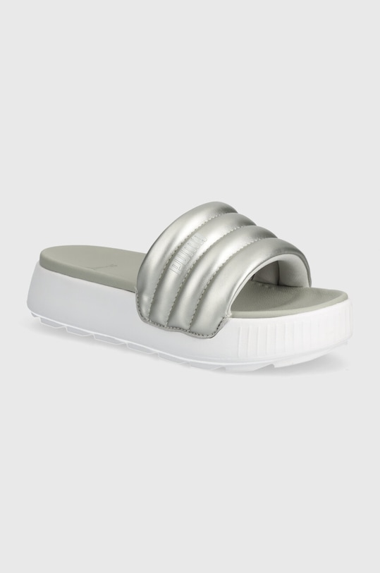 Pantofle Puma Karmen Slide Puffy imitace kůže šedá 395399