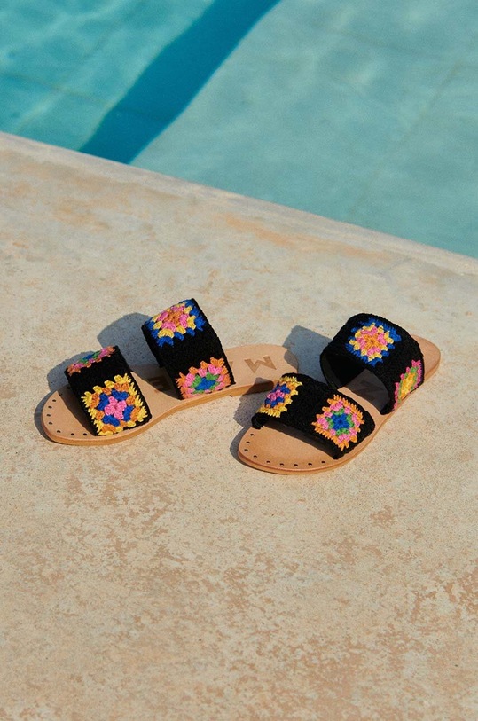 Manebi papuci Leather Sandals textil negru U.1.5.Y0