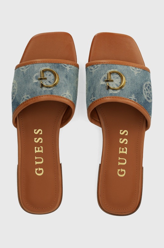 Guess klapki TASKP2 tekstylny niebieski FLJTA2.DEN19.BLUE