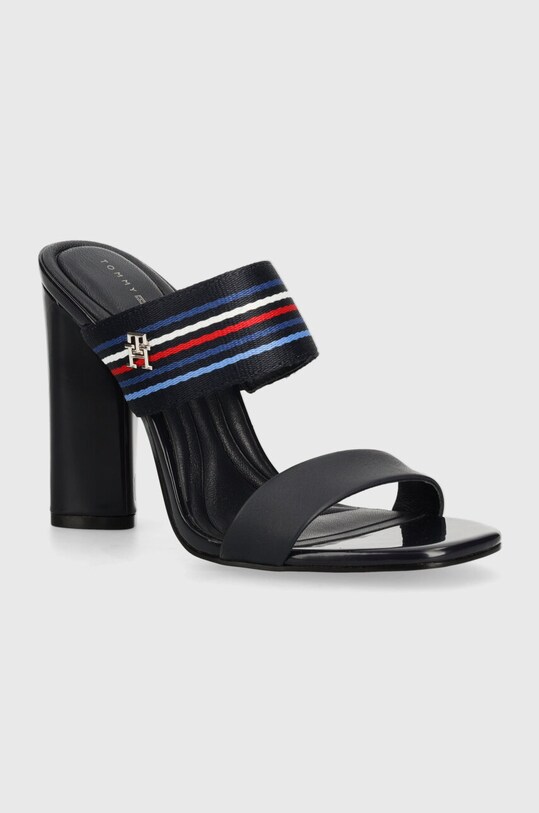 Шльопанці Tommy Hilfiger лицьова шкіра темно-синій FW0FW07921