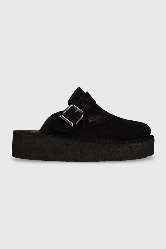 Clarks Originals klapki zamszowe Trek Wedge Mule platforma czarny 26175869