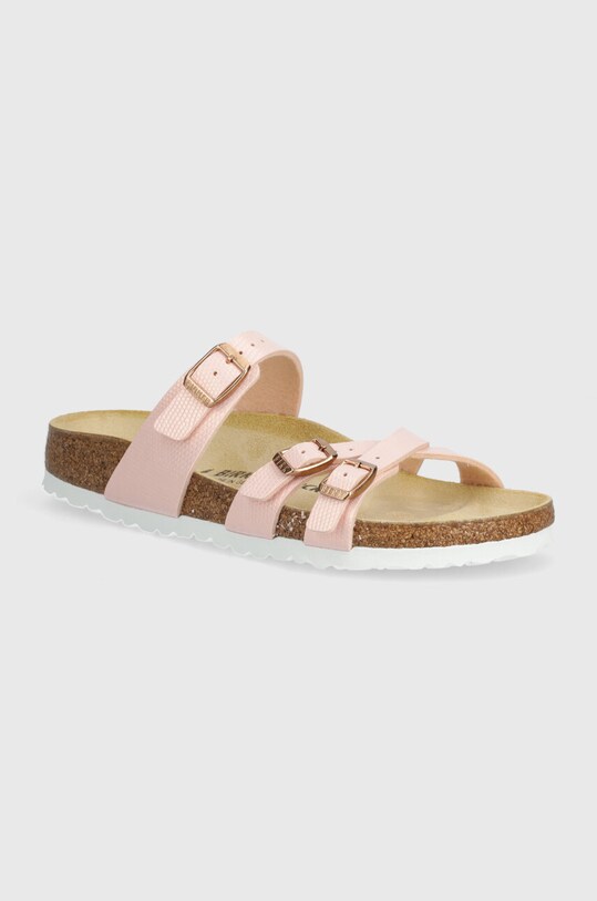 Birkenstock ciabatte slide Franca finta pelle fiore rosa 1026419