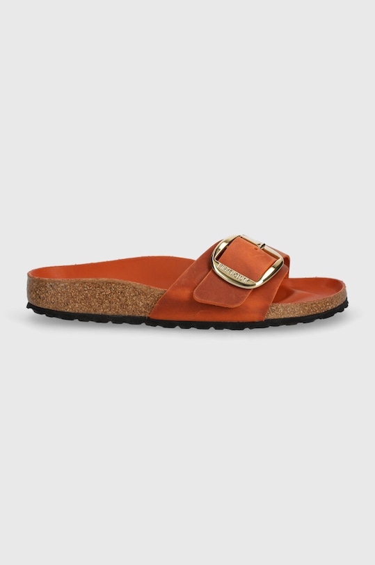 Birkenstock klapki nubukowe Madrid Big Buckle 1026632 pomarańczowy SS24