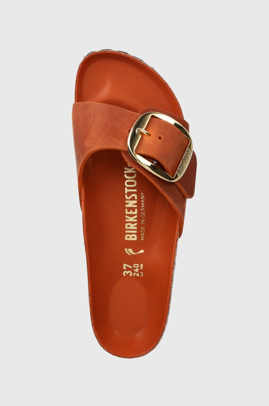 Birkenstock klapki nubukowe Madrid Big Buckle pomarańczowy 1026632