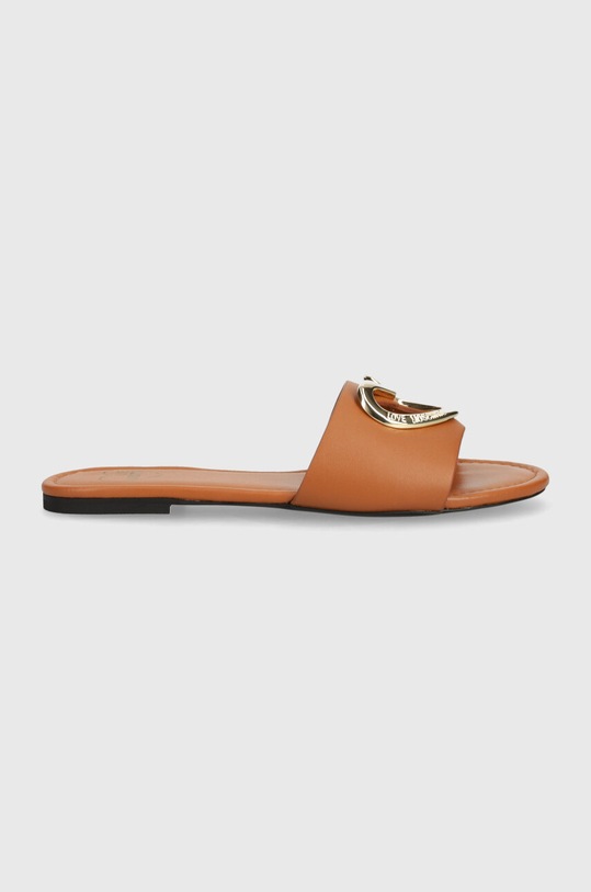 Love Moschino klapki skórzane JA28431G0IIA0208 brązowy SS24