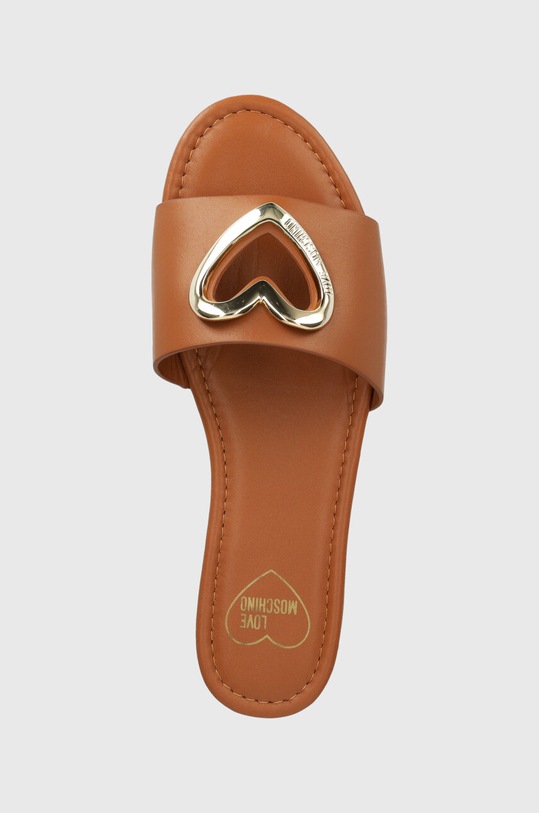 Love Moschino klapki skórzane brązowy JA28431G0IIA0208